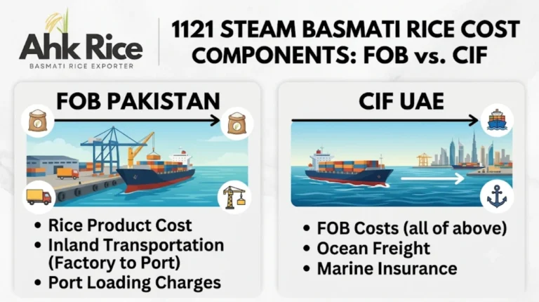 1121 Steam Basmati Rice FOB Pakistan vs CIF UAE Cost Components Importers Should Understand