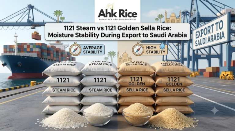 1121 Steam vs 1121 Golden Sella Rice: Moisture Stability During Export to Saudi Arabia