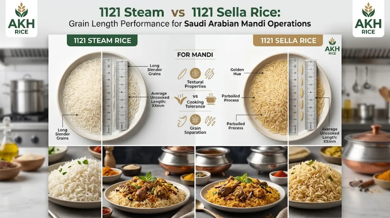 1121 Steam vs 1121 Sella Rice Grain Length Performance for Saudi Arabian Mandi Operations