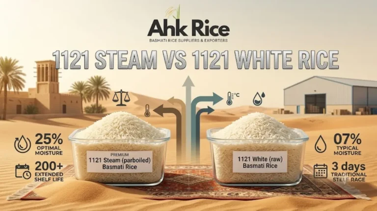 1121 Steam vs 1121 White Rice: Moisture Levels and Storage Performance in Saudi Arabia