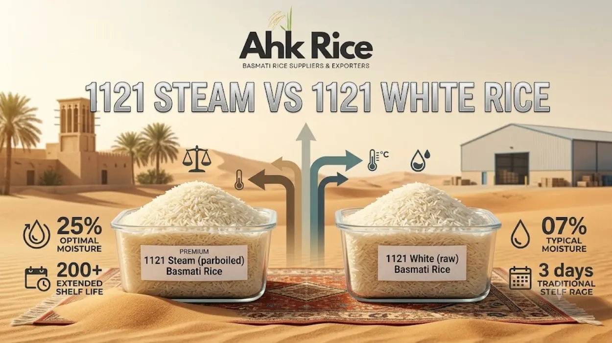 1121 Steam vs 1121 White Rice: Moisture Levels and Storage Performance in Saudi Arabia