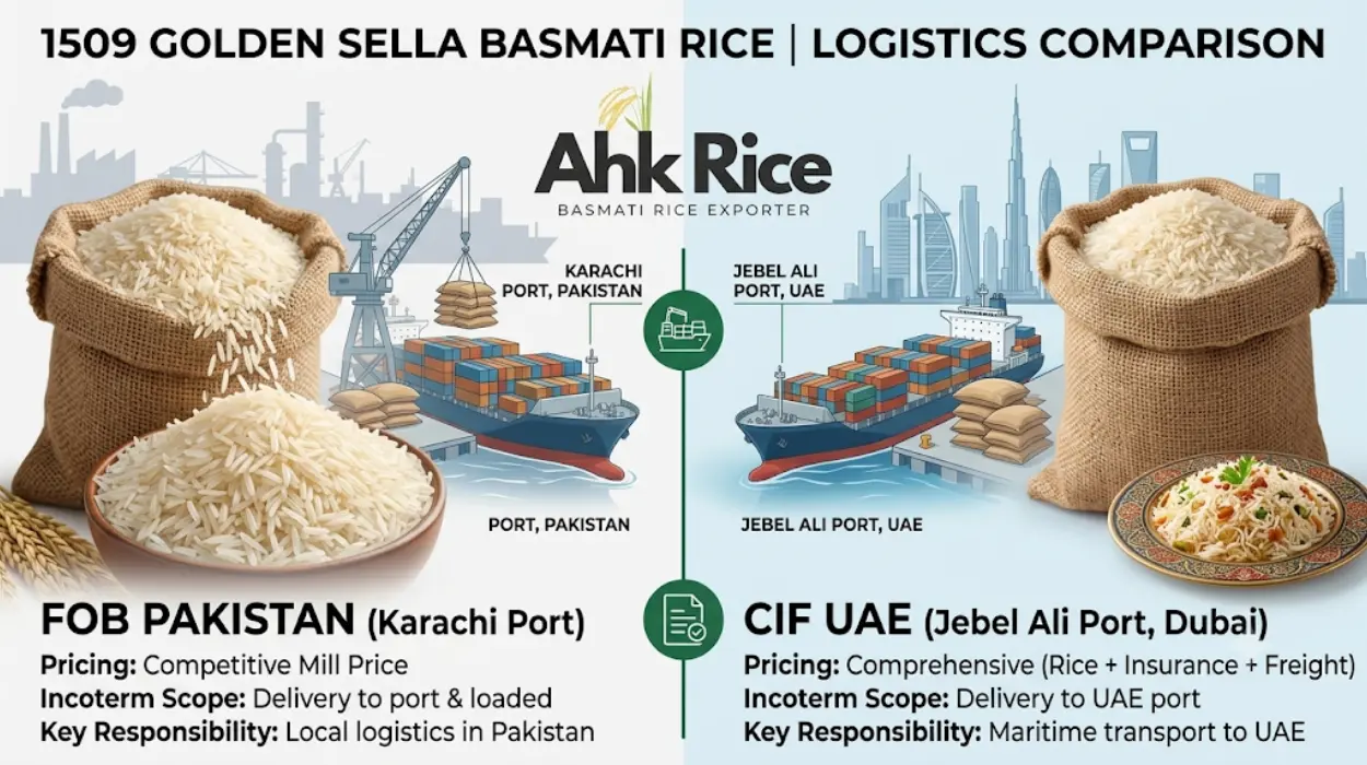 1509 Golden Sella Basmati Rice FOB Pakistan vs CIF UAE Which Pricing Model Saves More