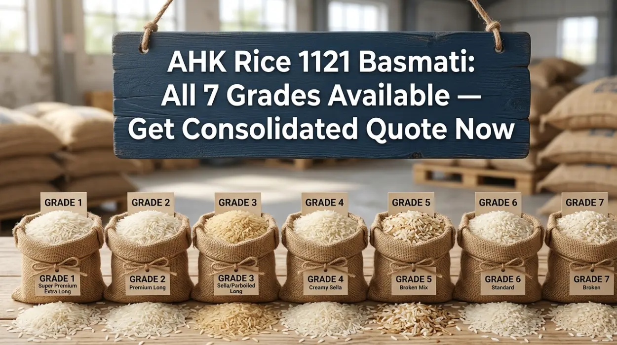 AHK Rice 1121 Basmati: All 7 Grades Available — Get Consolidated Quote Now