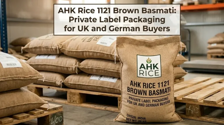 AHK Rice 1121 Brown Basmati Private Label Packaging for UK and German Buyers