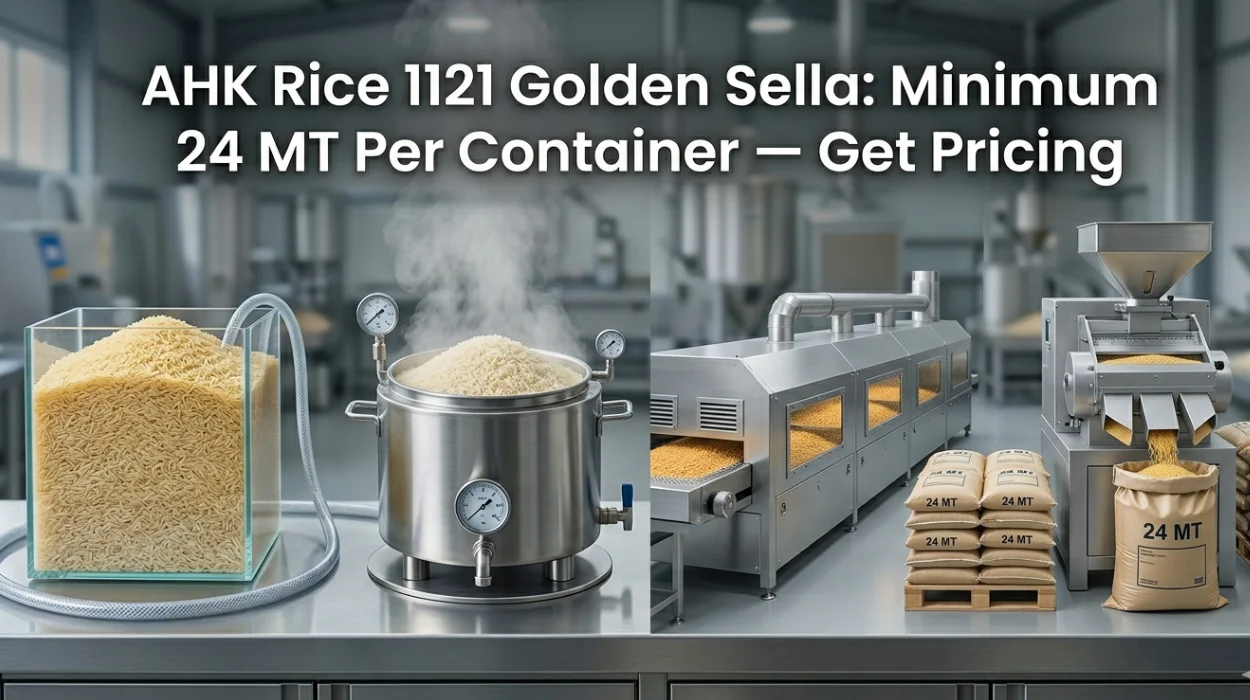 AHK Rice 1121 Golden Sella: Minimum 24 MT Per Container