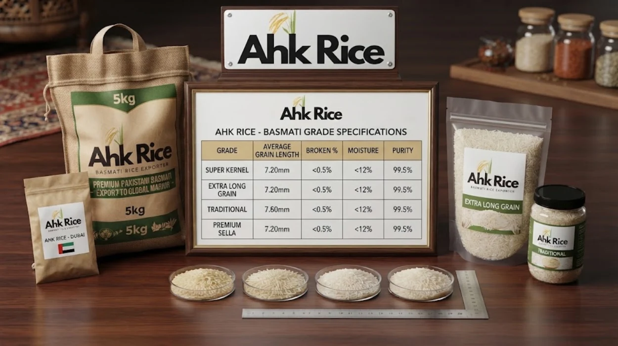 Basmati Rice Grade Specifications Average Grain Length, Broken %, Moisture and Purity