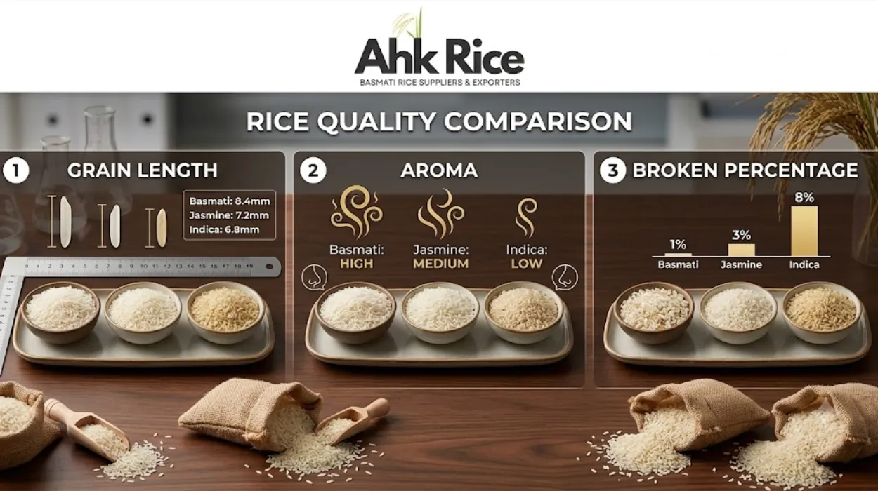 Comparing Grain Length, Aroma and Broken Percentages Across Varieties
