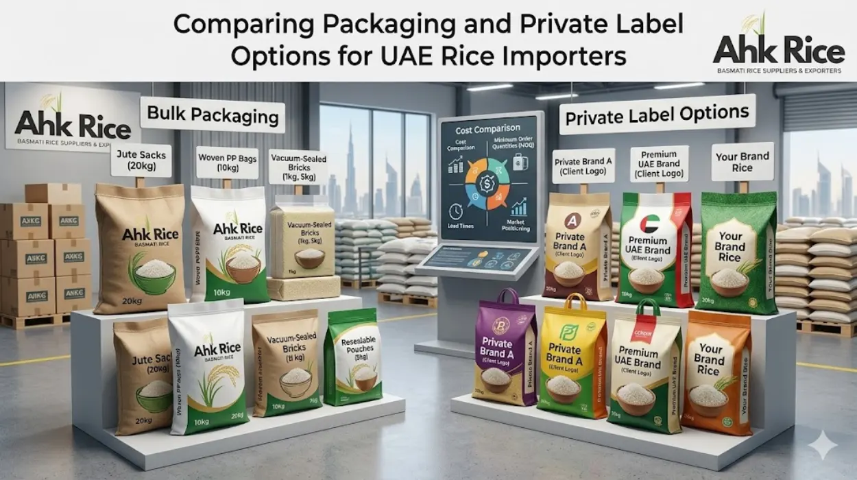 Comparing Packaging and Private Label Options for UAE Rice Importers