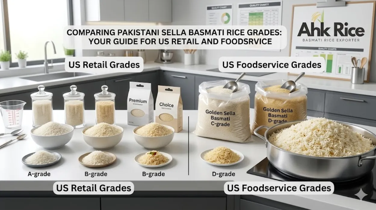 Comparing Pakistani Sella Basmati Rice Grades for US Retail and Foodservice Buyers