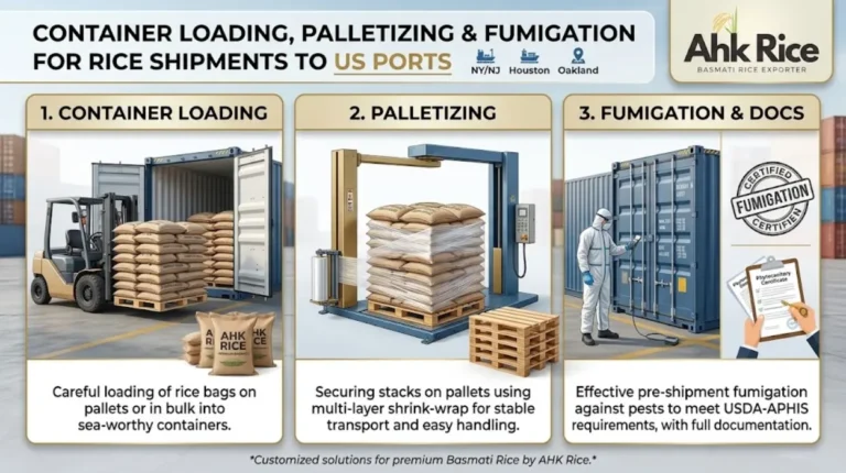 Container Loading, Palletizing and Fumigation for Rice Shipments to US Ports