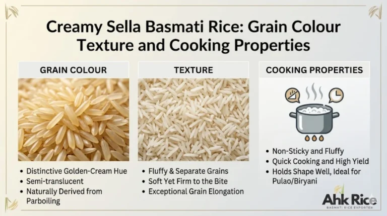 Creamy Sella Basmati Rice Grain Colour Texture and Cooking Properties