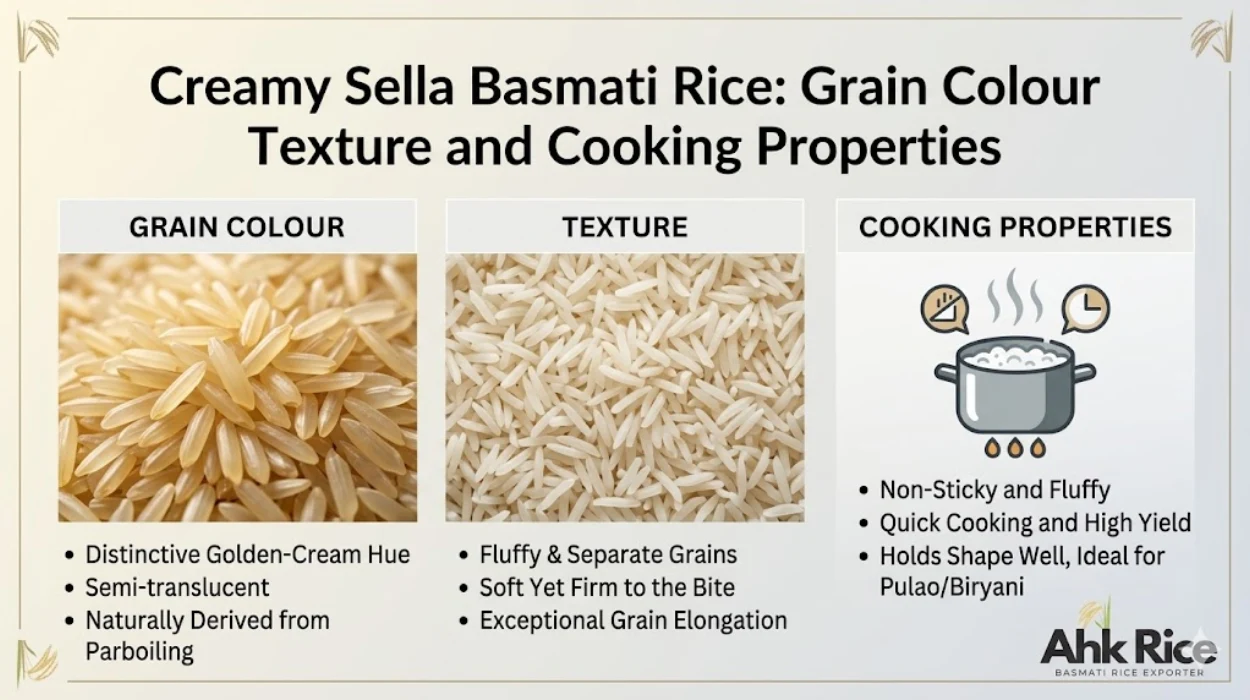 Creamy Sella Basmati Rice Grain Colour Texture and Cooking Properties