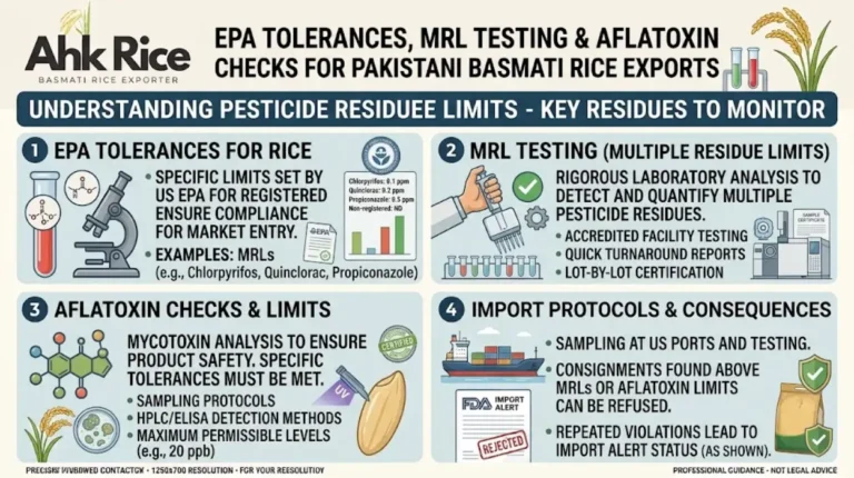 EPA Tolerances, MRL Testing and Aflatoxin Checks for Pakistani Basmati Exports