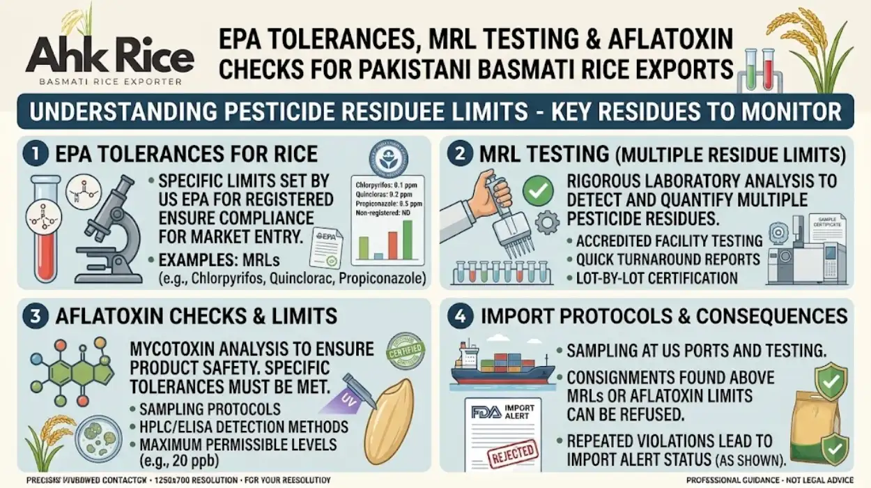 EPA Tolerances, MRL Testing and Aflatoxin Checks for Pakistani Basmati Exports