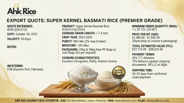 Get Export Quote for Super Kernel Basmati Rice Today