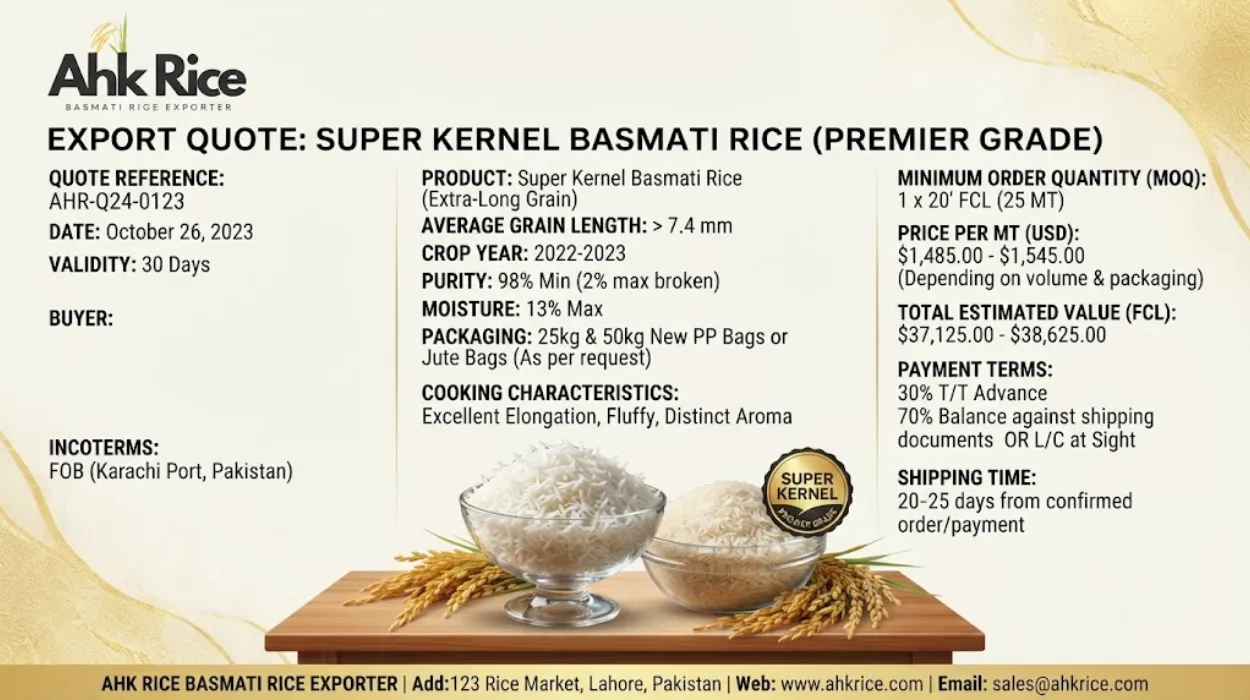Get Export Quote for Super Kernel Basmati Rice Today