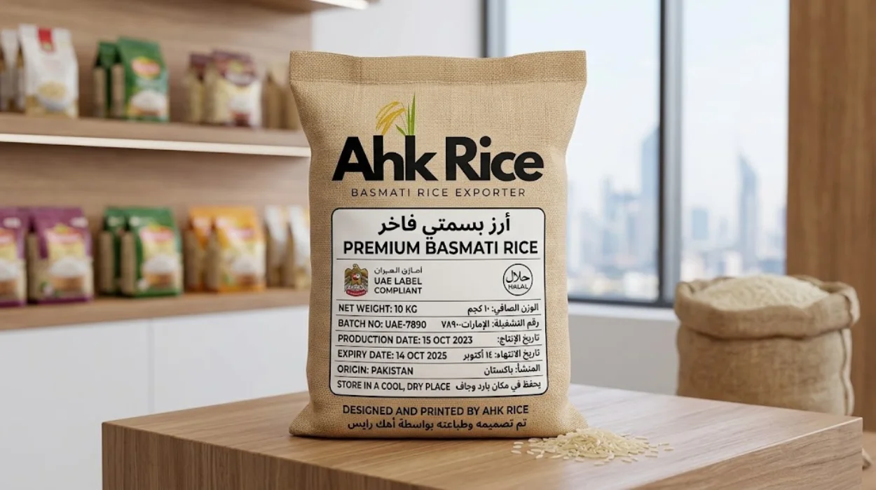 Get UAE Label-Compliant Basmati Rice Packaging Designed and Printed by AHK Rice