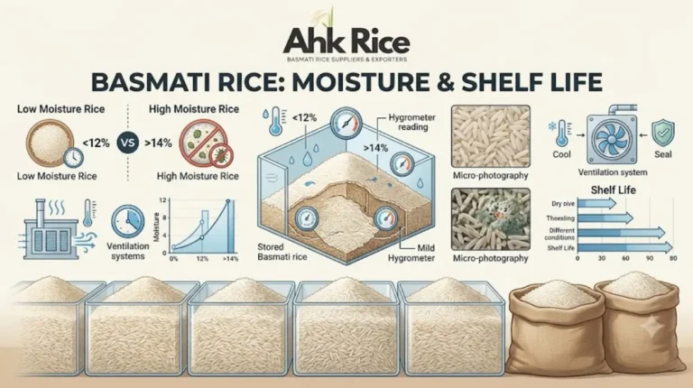 How Do Moisture Levels Affect Basmati Rice Storage and Shelf Life?
