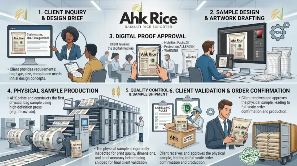 Get FDA Label-Compliant Basmati Rice Packaging Designed and Printed by AHK Rice