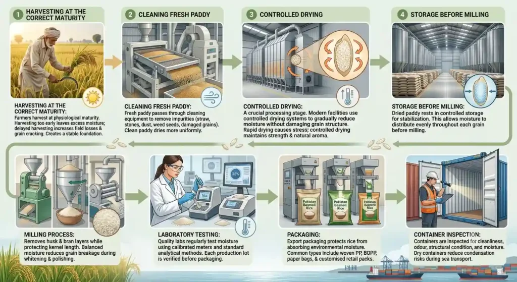 How Is Moisture Content Controlled During Pakistan Basmati Rice Processing