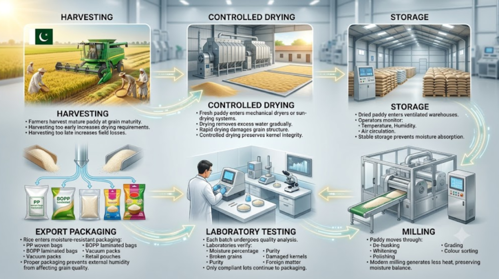 How Is Moisture Content Controlled During Pakistan Basmati Rice Processing?