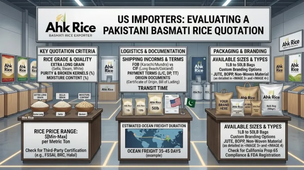 How Is Basmati Rice Priced for Export from Pakistan to the USA?