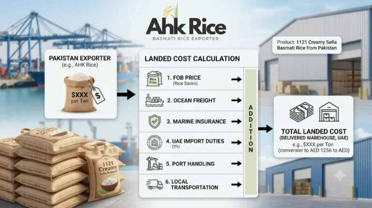 How UAE Importers Calculate Landed Cost of 1121 Creamy Sella Basmati Rice from Pakistan (2)