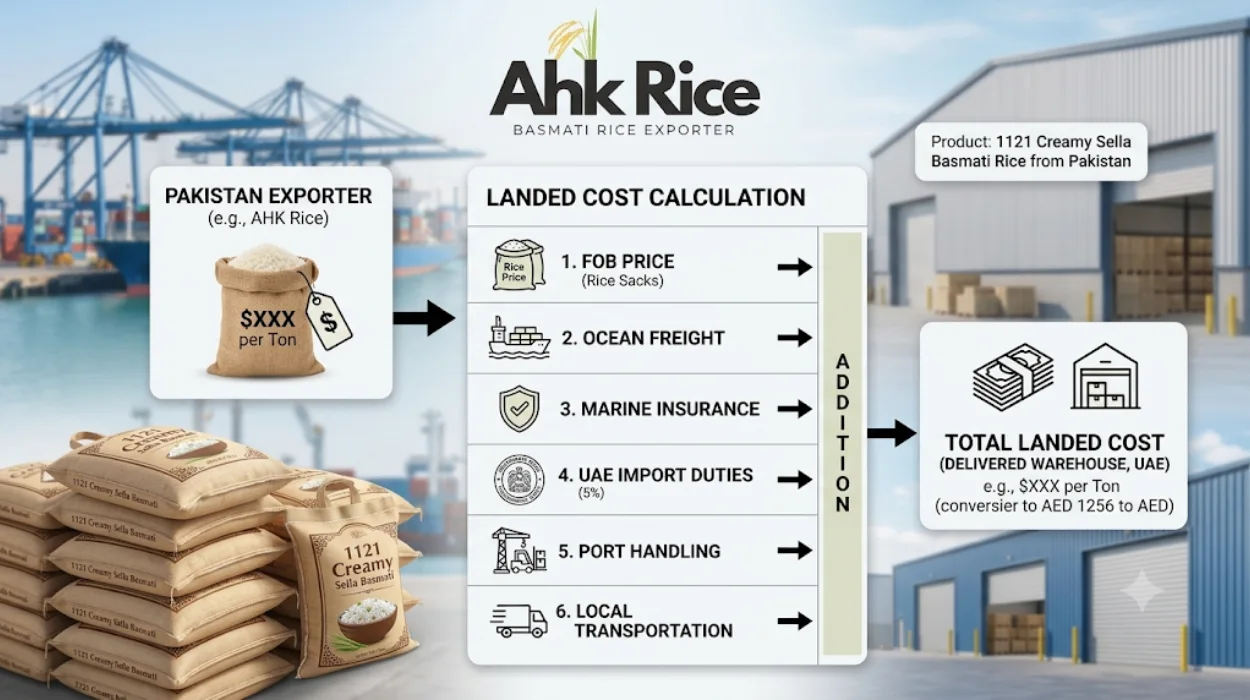 How UAE Importers Calculate Landed Cost of 1121 Creamy Sella Basmati Rice from Pakistan (2)