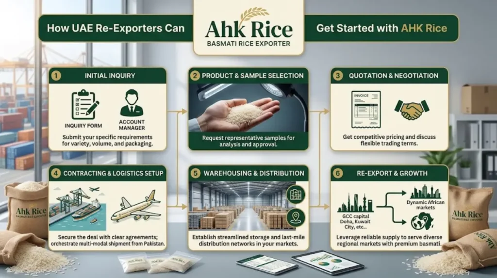 Supply Pakistani Basmati Rice to UAE Re-Exporters Serving GCC and African Markets