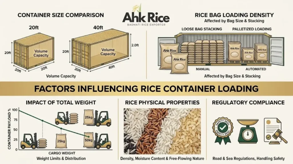 How should exporters choose a rice container loading method for Jebel Ali?
