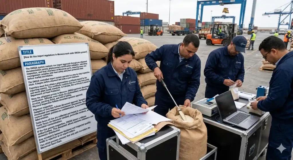 How do rice import regulations in Morocco work under ONSSA system?