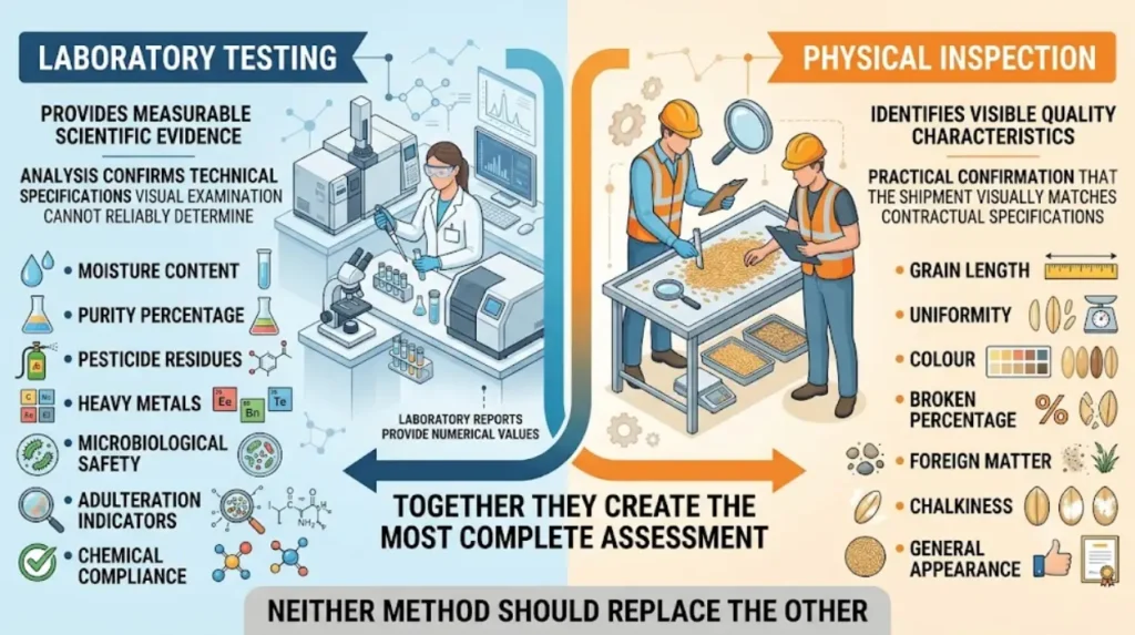 How does laboratory testing compare with physical inspection?