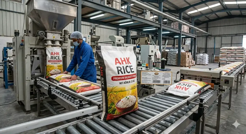 How does rice packaging for Turkey export work?
