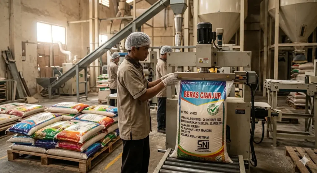 How does rice packaging work in the Indonesian market?