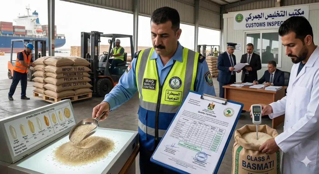 How does rice quality certification impact import approval in Iraq?