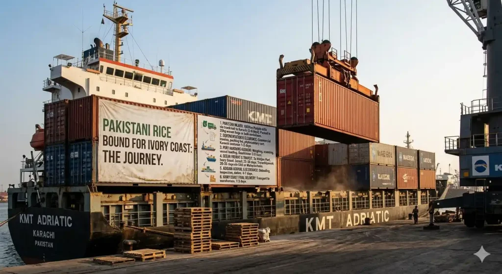 How does rice shipping from Pakistan to Ivory Coast work step by step?