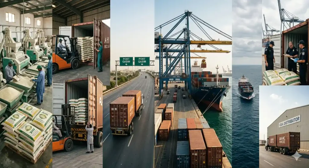 How does rice shipping from Pakistan to the USA work step by step?