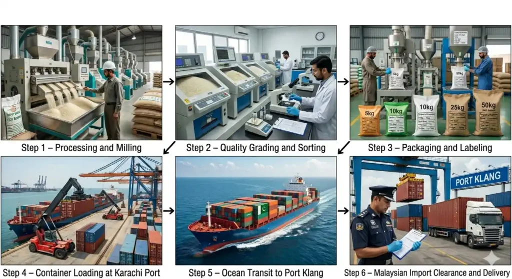 How does sea freight from Pakistan to Malaysia work step by step?