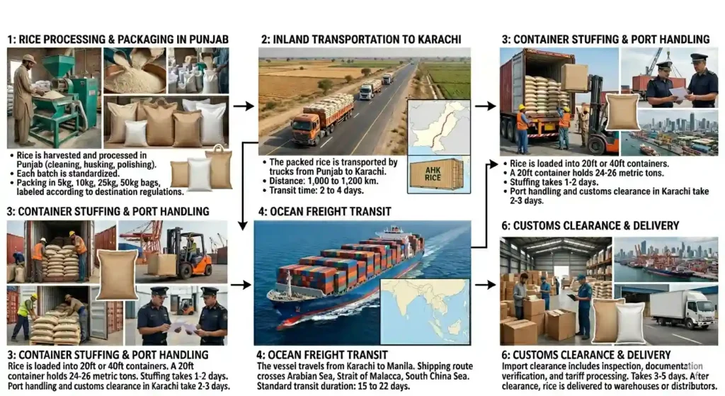 How does sea freight shipping from Karachi to Manila work step by step?
