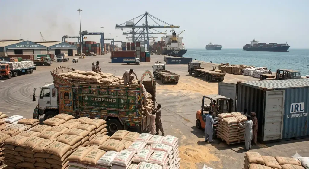 How does the rice shipping process from Pakistan to Iraq work step by step?
