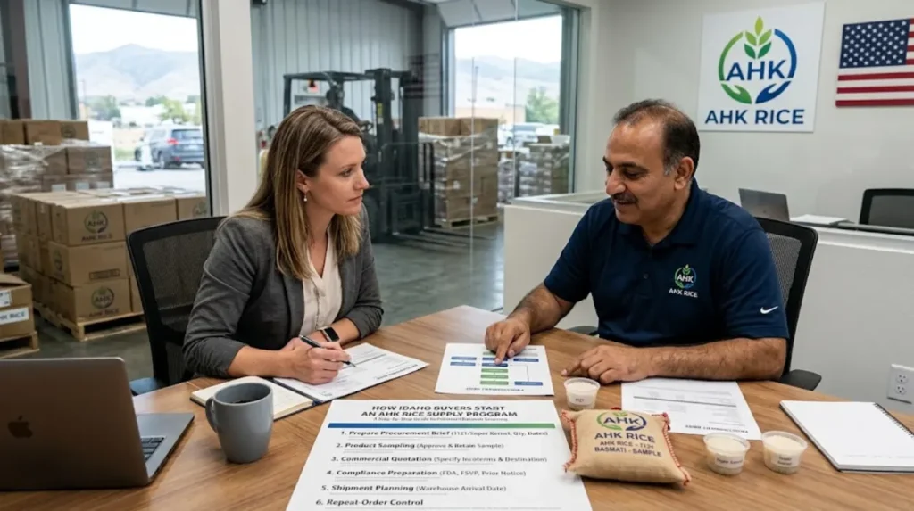 How should Idaho buyers start an AHK Rice supply program?