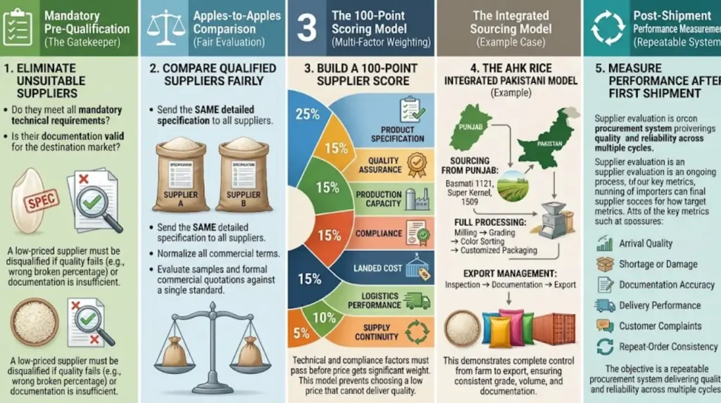How should importers build a final supplier score?