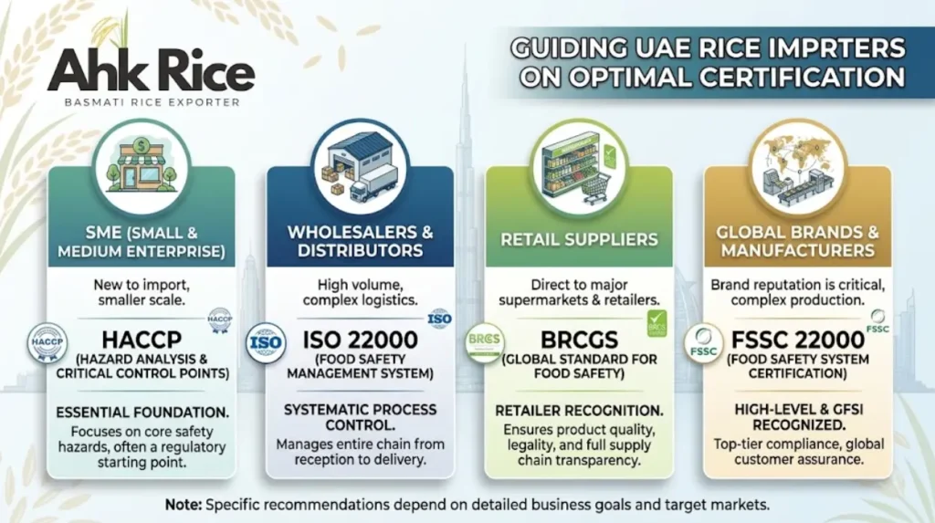 ISO 22000, HACCP, BRCGS and FSSC 22000 Explained for UAE Rice Importers