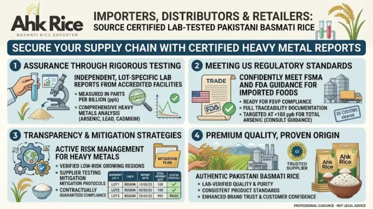 Import Lab-Tested Pakistani Basmati Rice with Heavy Metal Reports for USA Retailers