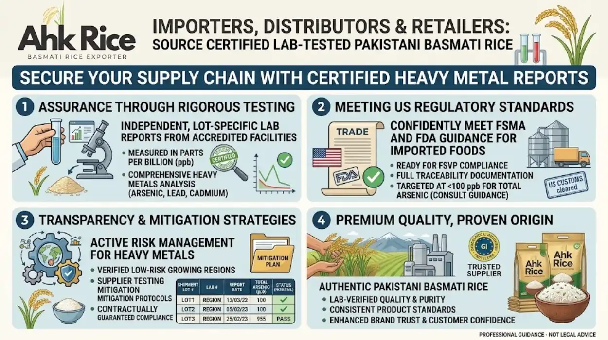 Import Lab-Tested Pakistani Basmati Rice with Heavy Metal Reports for USA Retailers