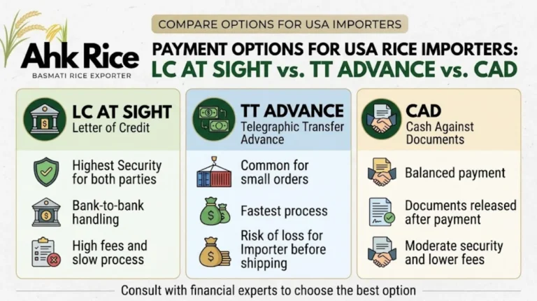 LC at Sight vs TT Advance vs CAD Payment Options for USA Rice Importers