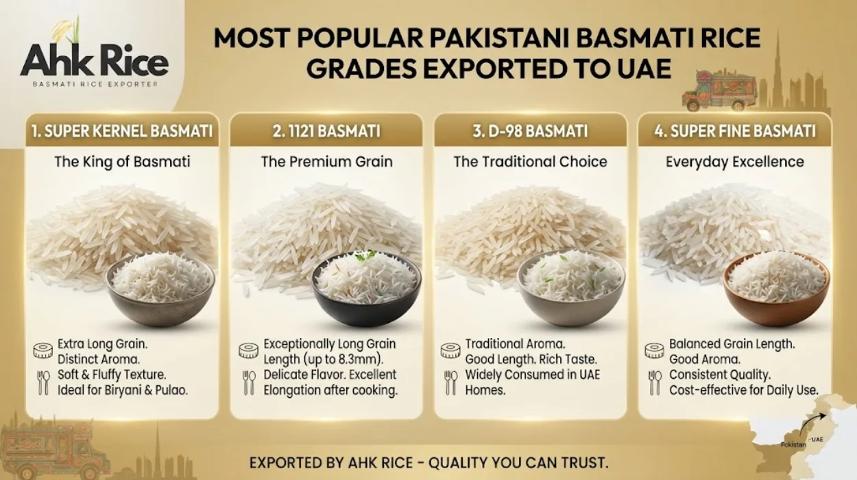 Most Popular Pakistani Basmati Rice Grades Exported to UAE in 2026