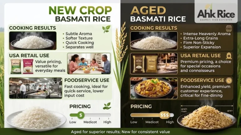 New Crop vs Aged Basmati Rice Cooking Results and Pricing for USA Retail and Foodservice