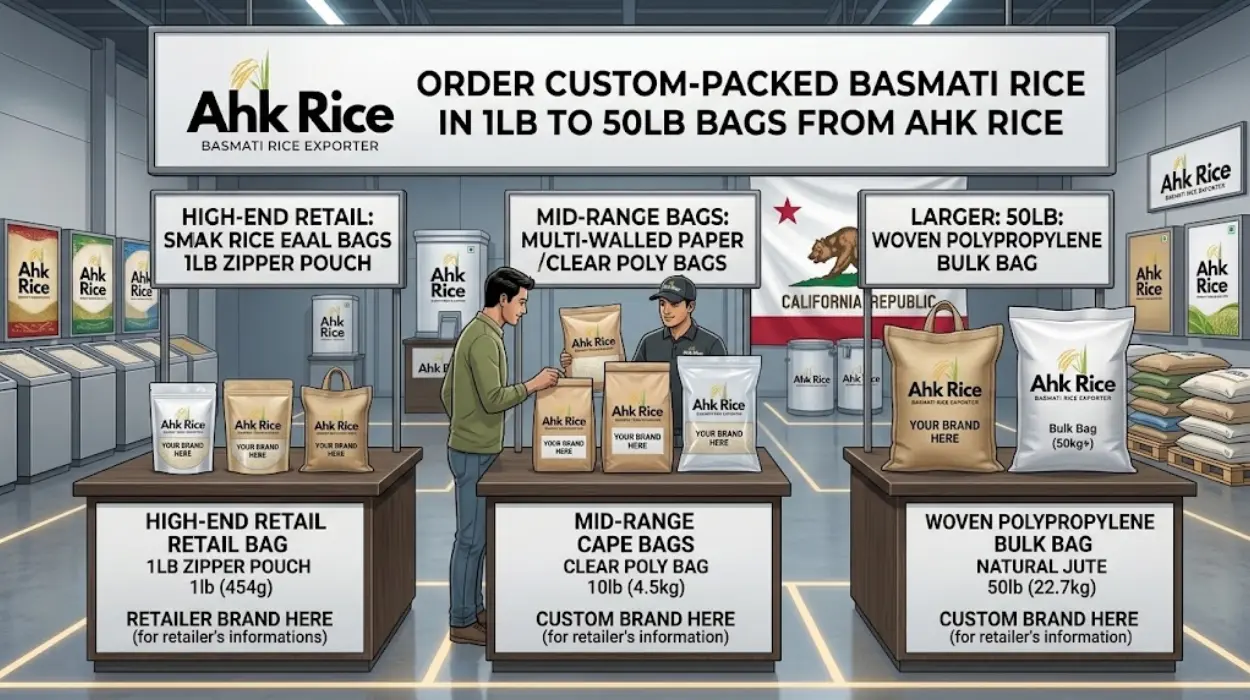 Order Custom-Packed Basmati Rice in 1lb to 50lb Bags from AHK Rice