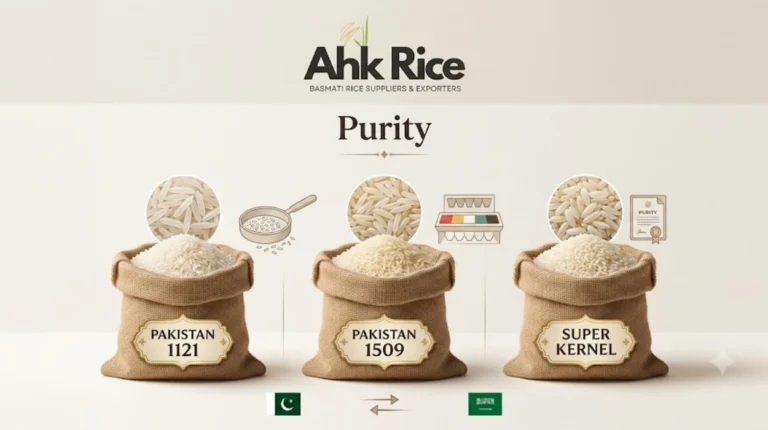 Purity Comparison Between Pakistan 1121, 1509, and Super Kernel Rice for Saudi Arabia